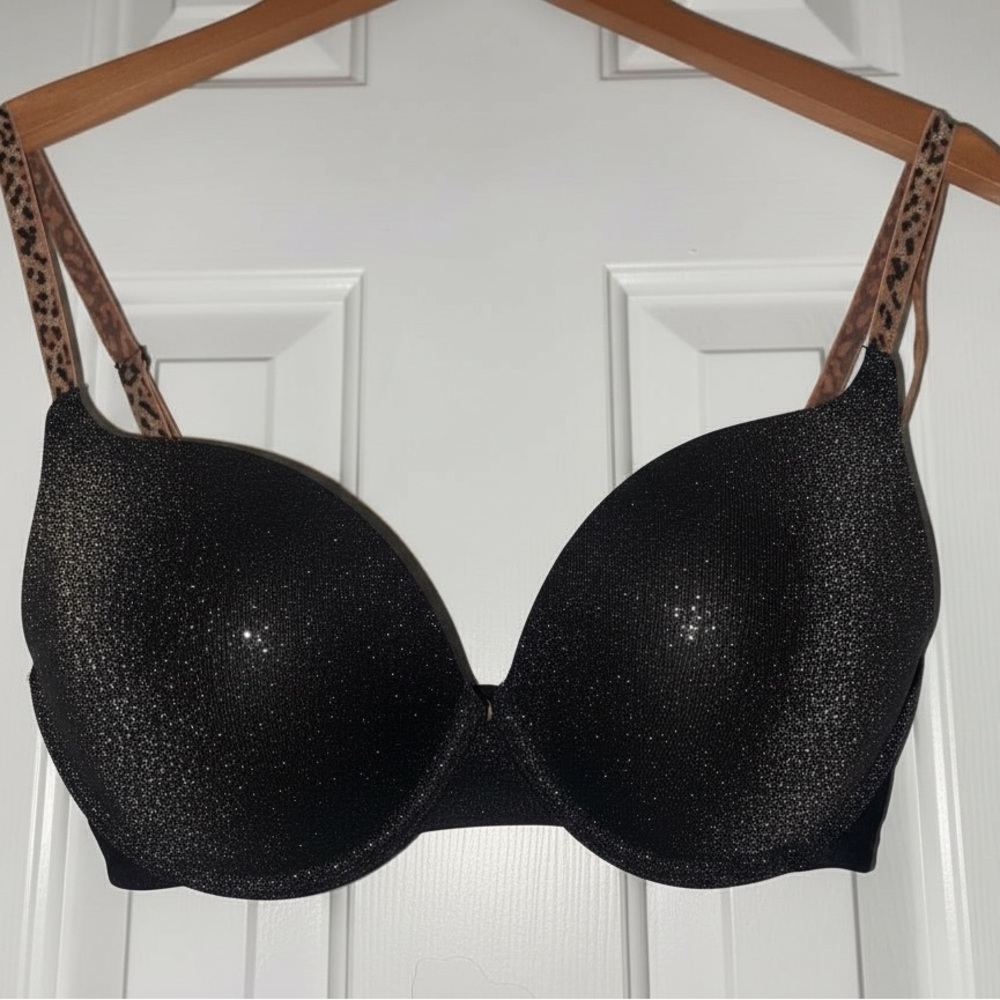 Victoria’s Secret Shimmer Push-Up Bra 34DD Leopard Straps